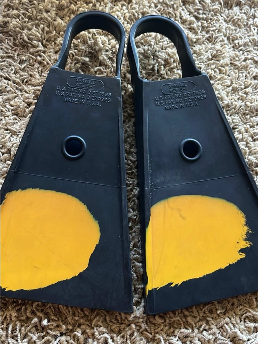 Kids Swim Training Fins - Black with Yellow Accent